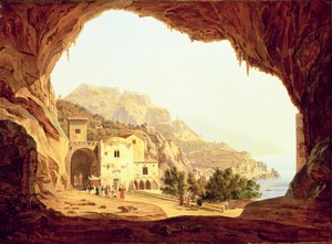 アマルフィ海岸の洞窟からの眺め、1842年頃 作： Carl Wilhelm Goetzloff